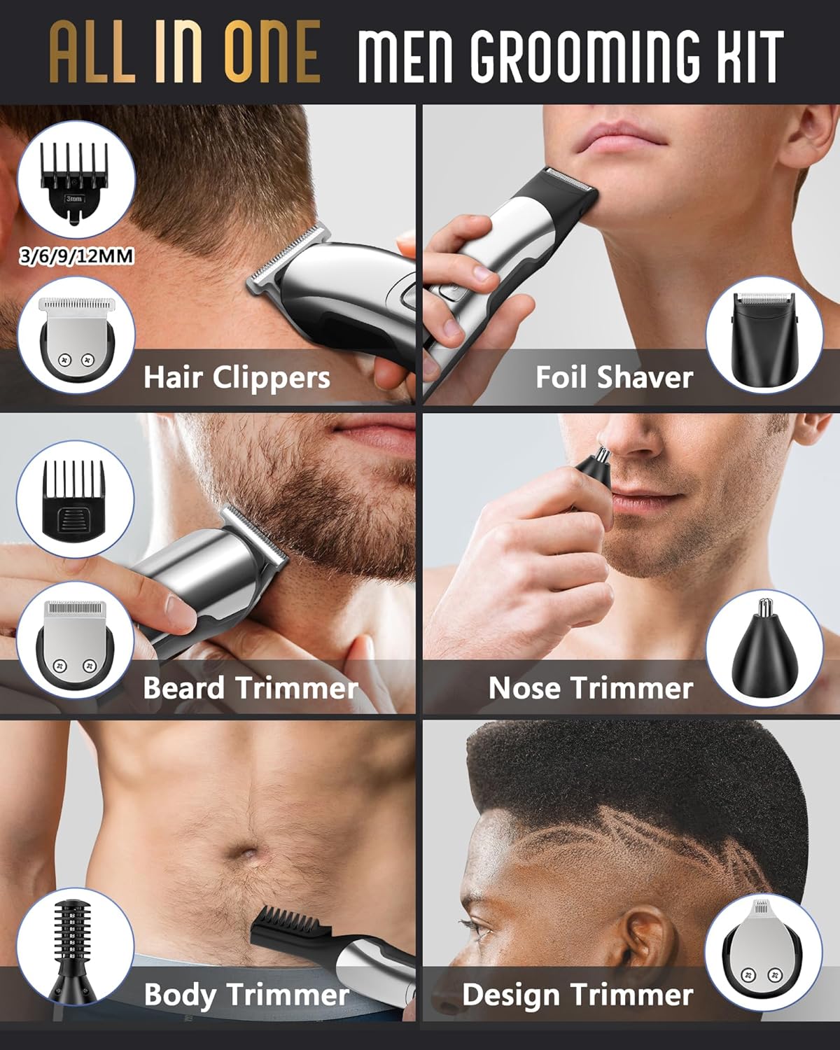 Ufree Beard Trimmer - Waterproof Electric Razor for Face, Body & Mustache | Cordless Grooming Kit