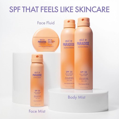 Isle Of Paradise Daily Defense Face Fluid SPF 50 - Lightweight, Non-Greasy Sunscreen for All Skin Types | 1.69 fl. Oz