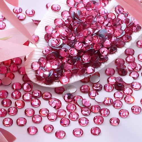 Meibite Rose Flatback Rhinestones, Glass Rhinestones for Nail Art and Craft, Glue Fix, Loose Crystal Gemstones(Rose, SS20, 1440pcs, 4.6-4.8mm)
