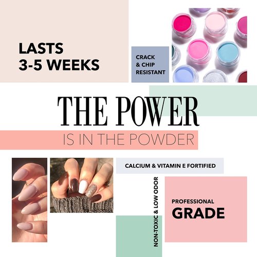 Revel Nail Dip Powder - Nude Powder Dip Nail Polish, Chip Resistant Dip Nail Powder with Vitamin E and Calcium, DIY Manicure, 4-Pack