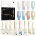 CANNI Gel Polish Glitter Gel Nail Polish Set, 8 Colors Aurora Mermaid Purple Blue Gold Glitter Gel Shiny Polish U V LED Soak Off Aurora Manicure Kit Gift for Women Girls