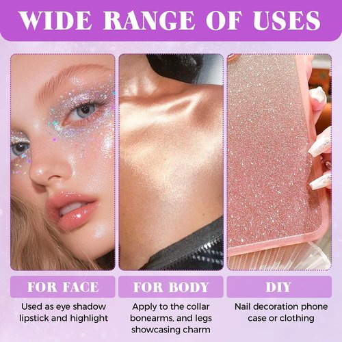 Skiennix Body Glitter Gel - Holographic Mermaid Sequins Liquid Eyeshadow | Sparkling Pink 1 oz