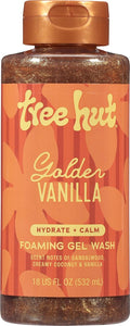 Tree Hut Golden Vanilla Foaming Gel Wash - Hydrating Body Cleanser with Shea Butter & Natural Oils | 18 oz