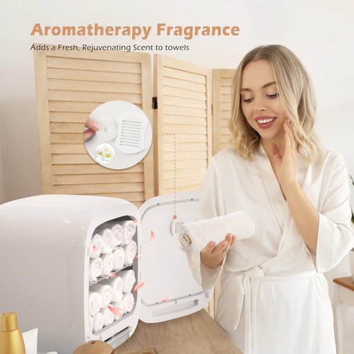 Keenray Hot Towel Warmer Cabinet, Professional Spa Towel Warmer with Digital Screen, Adjustable Timer and Delay, Customized Fragrance, Heat Dry & Wet Towels for Spa, Salon, Home 14 L Snow White