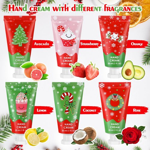 Loopeer 24 Pcs Christmas Hand Cream Gifts Bulk Christmas Mini Hand Lotion Xmas Stocking Stuffers Gifts Travel Size Mini Creams Moisturizer Cream Xmas Party Favors for Dry Skin Women Men Mom Employee