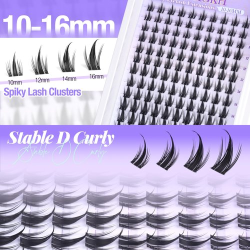 Anime Lash Clusters with Spikes Manga Eyelash Clusters Invisible Band Spiky Clusters Eyelash Extensions Natural Cluster Lashes Wispy 10-16mm DIY Lash Extension Clear Band Doll Individual Lashes 120Pcs
