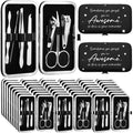 Lanties 24 Set Manicure Kit Bulk Steel Nail Clippers 7 in 1 Stainless Grooming Nail Kit Christmas Appreciation Gift Bulk Professional Pedicure Tool for Adults Women Men Employee Personal Care(Black)