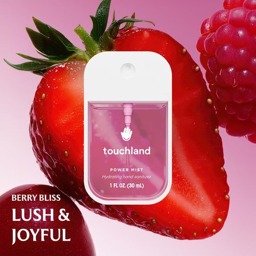 Touchland Hydrating Hand Sanitizer Spray - Dream 5 Set with Wild Watermelon & Berry Bliss | 4 Travel Size Mists (1 FL OZ Each)