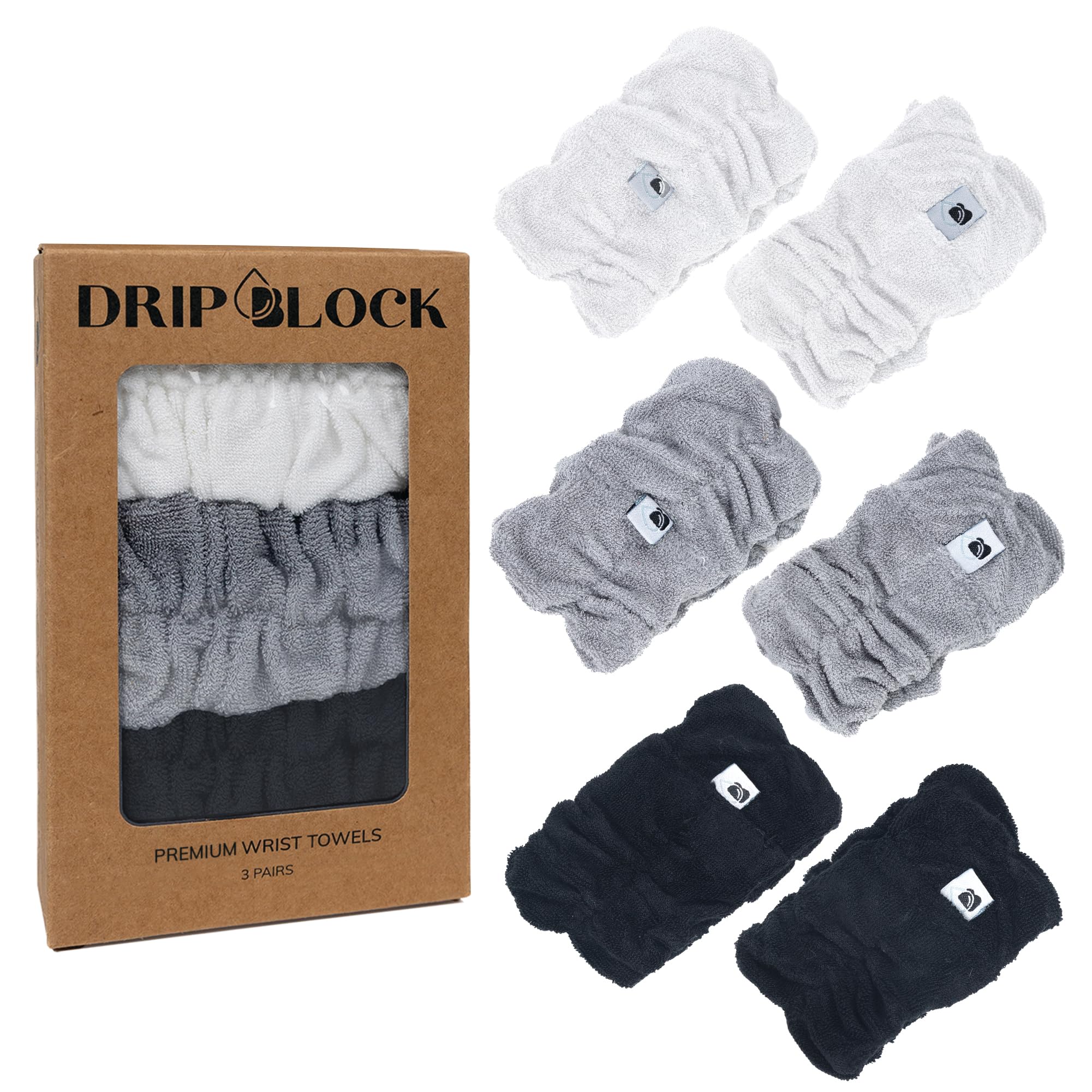 Wrist Bands for Washing Face (6pcs) – Soft, Absorbent Bamboo Viscose & Polyester Spa Wristbands Prevent Water from Spilling Down Arms | Fast-Drying, Shed-Free Cuffs in Black, White, Gray