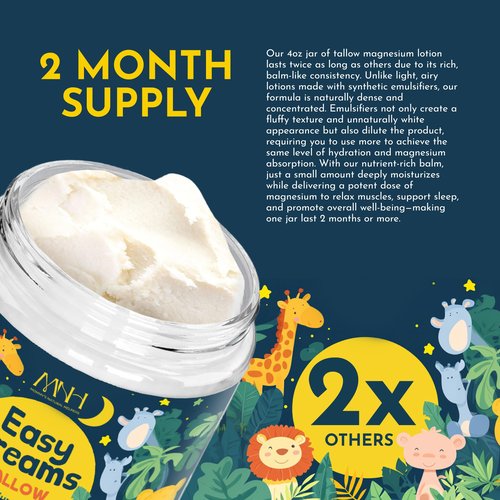 Magnesium Lotion for Kids, Tallow Based Magnesium Lotion For Sleep, Lavender Scented | No Melatonin Sleep Aid | Arnica Cream, Eczema Cream for Kids, Sudocrem | Organic, Made in USA, 2 Month Supply