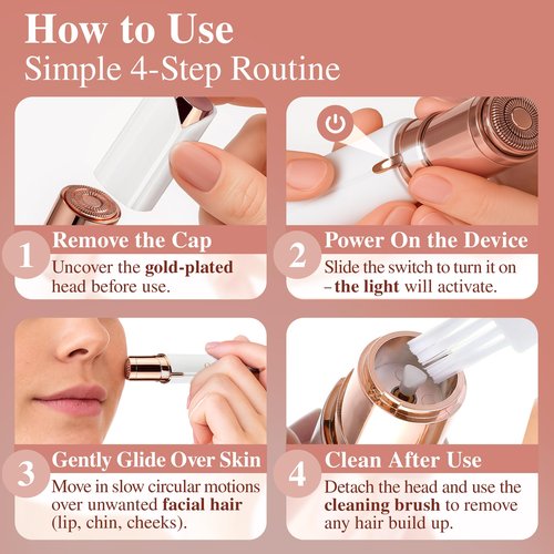 Facial Hair Removal for Women | Upper Lip Mustache Remover Device Face Shaver Woman Chin Peach Fuzz Electric Trimmer Dermaplane Female Razor Ladies Tweezers Lady Epilator Girls by VISOFO (White)
