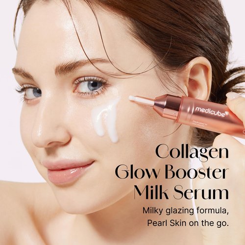 Medicube Collagen Glow Booster Milk Serum - Twist & Click - Radiance & Hydration with Niacinamide, Milk Protein Extract, Hydrolyzed Collagen - Illuminates & Firms Skin - Korean Skin Care, 0.50 oz