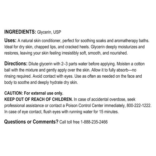 A+Health Pure Glycerin, 16 Fl Ounces, Softens and Moisturizes Dry Skin, Vegetable Based, Paraben, Phthalate Free, Multi-Purpose, 99.5% Anhydrous, Made in USA