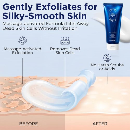 CHARMZONE Control Cream - Korean Exfoliating Face & Body Massage Cream for Sebum & Dead Skin Removal | Hydrating Moisturizer (150ml)