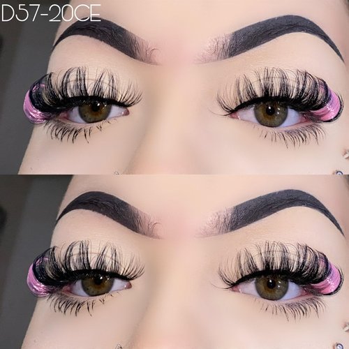 1 Pair Lashes with Color Pink on The End, Russain D Curl False Eye Lash Color Decal, Soft Wispy Manga Eyelash Strip, Natural Look 3D Faux Mink Fairy Eyelashes 16 MM (Pink)