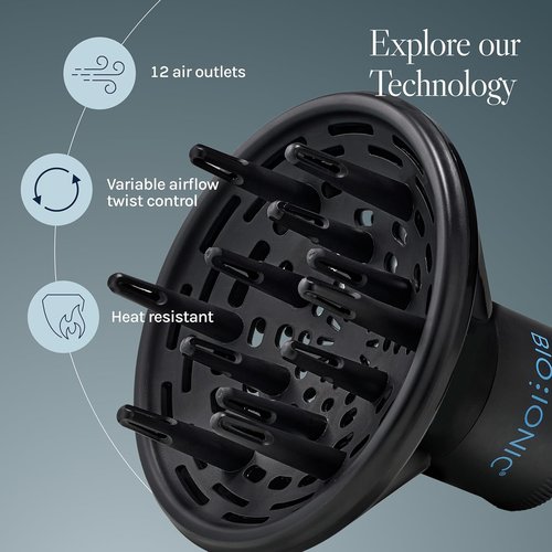 Bio Ionic Universal Diffuser - Fast-Drying Hair Dryer Attachment for Frizz Control - Fits 2.25" Blow Dryers | Professional Tool for All Hair Types