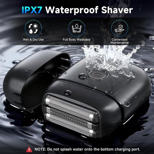 Skiennix Electric Foil Shaver - Mini Razor with 3 Floating Blades, IPX7 Waterproof, USB-C Rechargeable, Perfect for Travel & Home Grooming