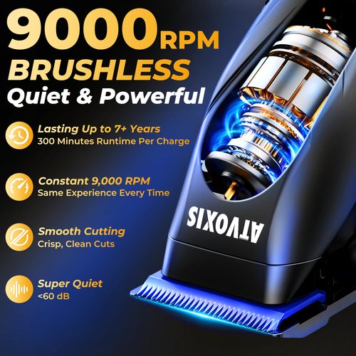 9000 RPM Brushless Motor Professional Hair Clippers Set for Men: Cordless Clippers & Zero Gap Trimmers with DLC Blades LED Display Fast Charging Stands Travel Pouch Maquina Para Cortar Pelo De Hombre