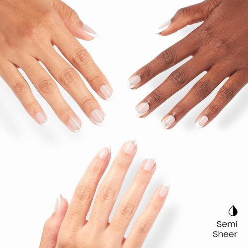 OPI On Point Press On Nails - Short Round & Squoval Styles | 24 Count With Nail Glue | Long Lasting & Reusable