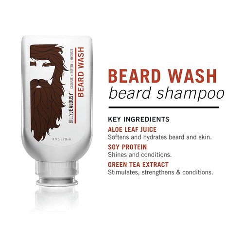Billy Jealousy Beard Wash - Smooth, Manageable Facial Hair with Aloe & Green Tea Extract - 8 oz