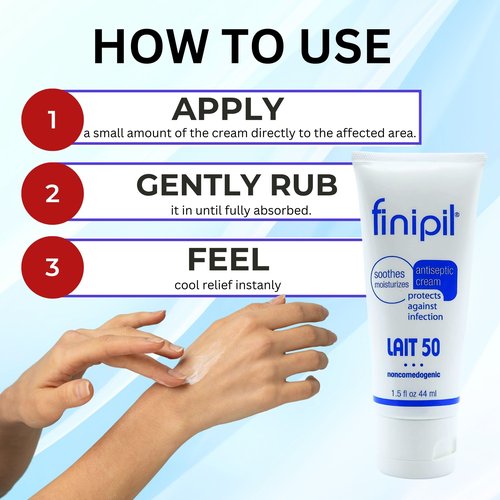Nufree Finipil Lait 50 – Antiseptic Post-Hair Removal Lotion, Soothes & Protects Skin, Set of 2 Tubes 44 Ml