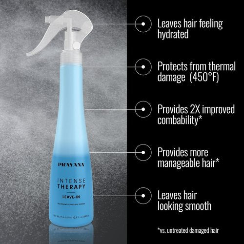 Pravana Intense Therapy Leave-In Conditioner Spray - Hydrating Detangler for All Hair Types | 10 Fl Oz