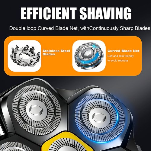 Magnetic 6 Head Shaver Replacement Heads for 6D Magnetic Electric Shaver Razor Universal Shaver Replacement Head for Bald Men and Face (Black(3PACK))