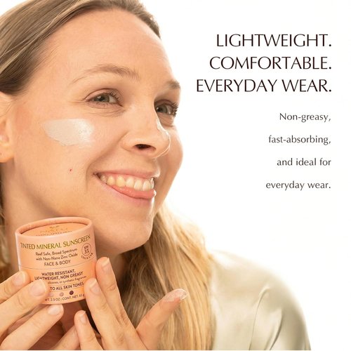 NATÚ BOTANICALS Tinted Mineral Sunscreen SPF 35 - Lightweight Zinc Oxide Lotion for Sensitive Skin - Broad-Spectrum Protection