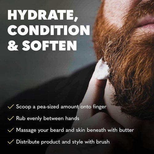 Beard Club Biotin Beard Balm for Men - Moisturizing Shea Butter & Castor Oil - Amber Cedar Scent | 4 oz
