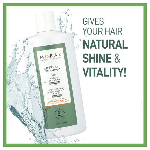 Moraz Men's Herbal Shampoo - Clarifying & Moisturizing Formula for Stronger Hair Roots - 17 oz