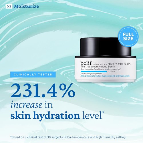 Belif Aqua Bomb Hydration Set - Korean Skin Care Gift for Mom | Includes SPF 45, Toner & Eye Serum