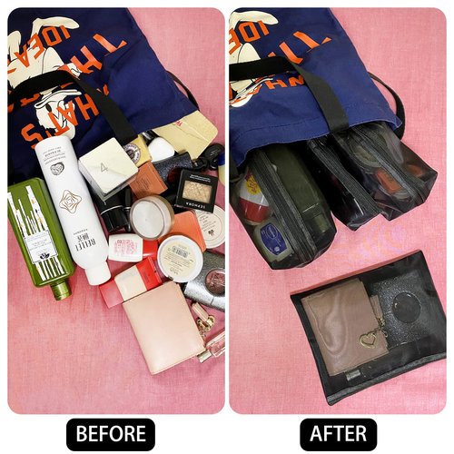 Unoutur 20-Piece Mesh Pouch Set - Portable Mesh Makeup Bag Travel Toiletry Organizer with Zipper