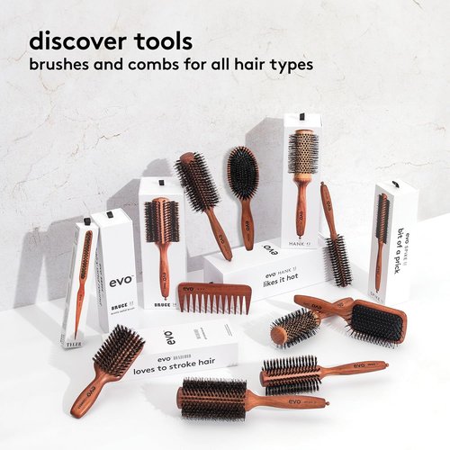 Evo Bradford Boar Bristle Hair Brush - Detangles & Smooths Frizzy, Long, Wavy, Thick, Curly Hair