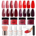 AZUREBEAUTY Dip Powder Nail Kit - 4 Colors Red Burgundy Berry | Complete Dipping Powder System for DIY Manicure