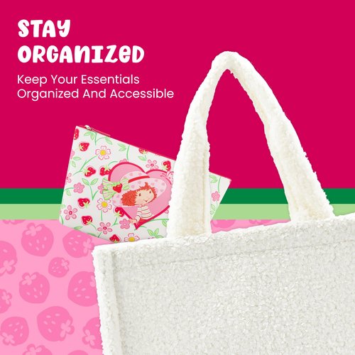 Concept One Strawberry Shortcake Women's Makeup Bag, Small Travel Cosmetic Zipper Pouch Organizer, Multi