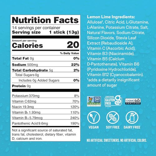 Liquid I.V. Hydration Multiplier - Sugar-Free Lemon Lime Electrolyte Powder Drink Mix | 14 Servings