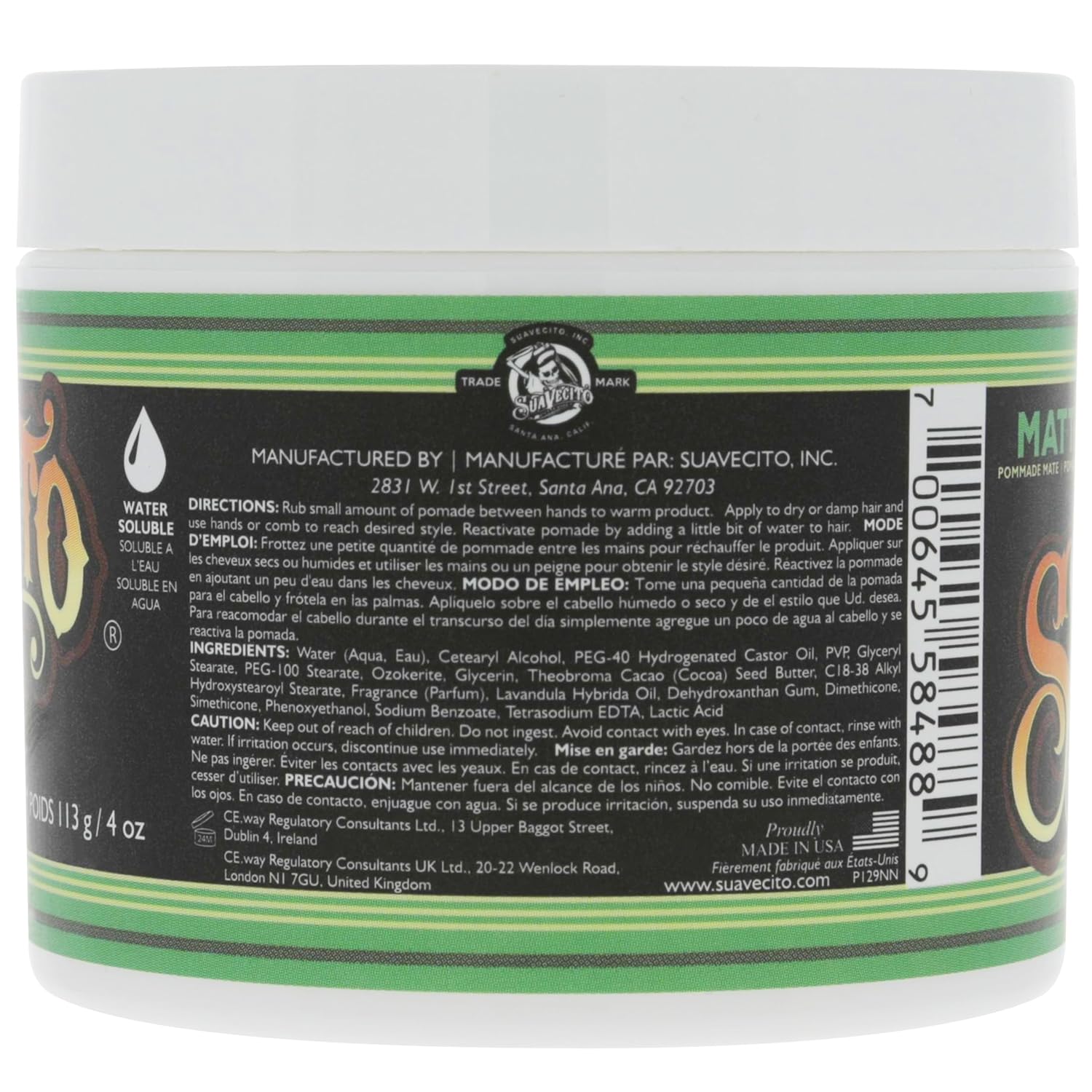 Suavecito Pomade - Matte Hair Paste for Natural Texture - Medium Hold, 4 oz | Perfect for Men's Hairstyles