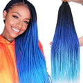 3X Goddess Pre looped Crochet Braids 6 Packs Ombre Blue Box Braids Crochet Hair for Black Women 24 Inch Braid Twist Knotless Straight Braiding Crochet Hair (T1/Blue/Light Blue#)