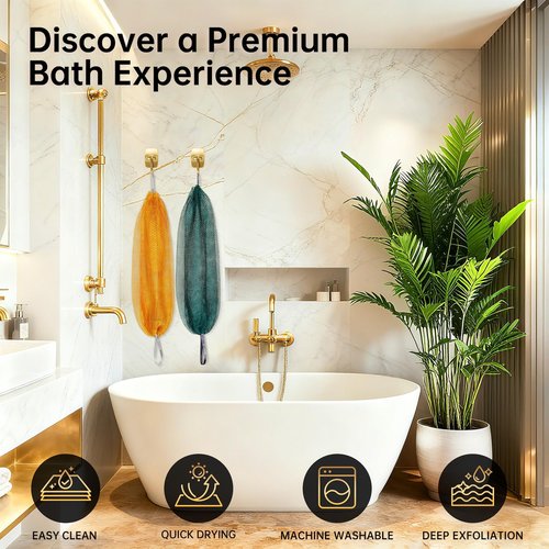 Authentic African Net Sponge Knots - Real African Bath Loofah Shower Sponges Afro Scrubber Body Exfoliating Washcloth Africa Bath Sponges for Back Scrub Shower Accessories Black + Champagne by ARCH&M