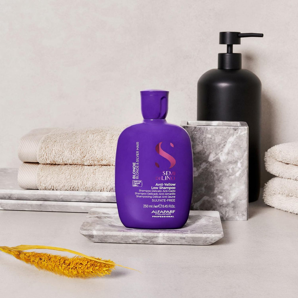 ALFAPARF MILANO Purple Shampoo - Neutralizes Brassy Tones for Blonde & Silver Hair - Hydrating & Strengthening Formula