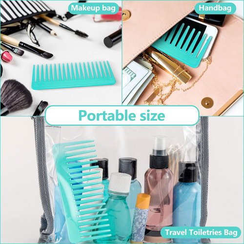 Patelai Wide Tooth Comb - Large Detangling Comb for Curly & Wet Hair | No Handle, White & Cyan