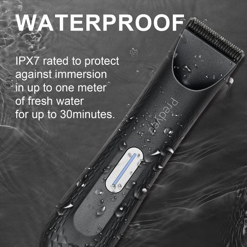 Predyee Manscape Trimmer for Men - IPX7 Waterproof Ball/Body Trimmer w/LED Light & Ceramic Blade, 120Min Groomer for Pubic/Groin/Chest, USB-C Fast Charge, No Nicks, Gifts for Him Dad Husband