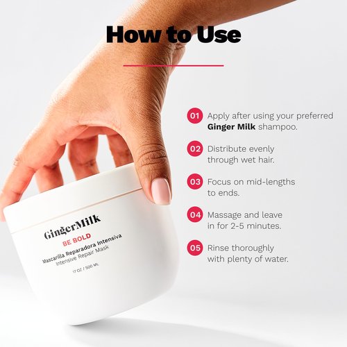 Ginger Milk Natural Care Intensive Repair Hair Mask for Dry / Damaged Hair due to Coloring, Chemical Processes, hot styling tools and dryers | BE BOLD