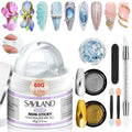SAVILAND Solid Builder Nail Gel - 60g Large Capacity 3D Nail Gels Sculpting Gel for Art Non-Sticky Hand Carving Glue Extension with Sequins Chrome Powder DIY Salon Home