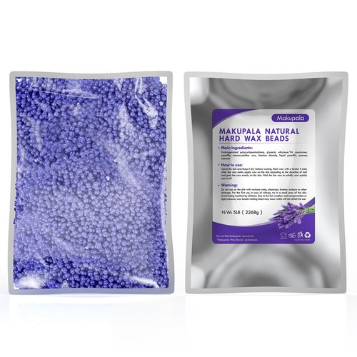 Makupala Professional Bulk Hard Wax Beads – 5LB (80oz) Jumbo Refill for Hair Removal, Purple Stripless Hard Wax for Coarse Hair, Brazilian, Bikini, Face & Body, Lavender Purple