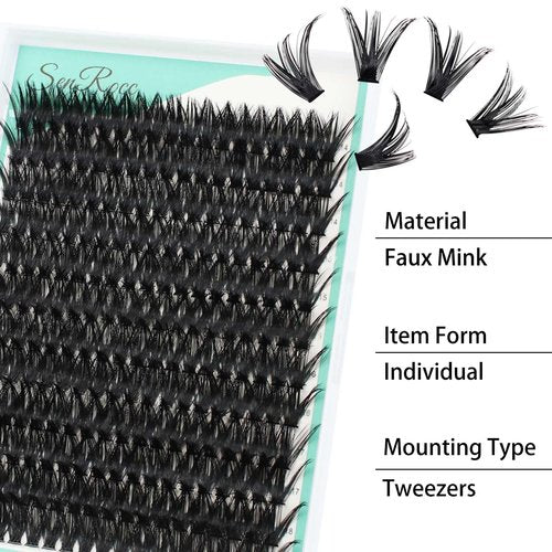 Cluster Lashes Individual Lashes14-18mm D Curl Natural Look Mixed Tray 80D DIY Eyelash Extension Volume Lash Clusters Eyelashes Long 0.07 Individual Lash Extensions (80D-0.07D-14-18)