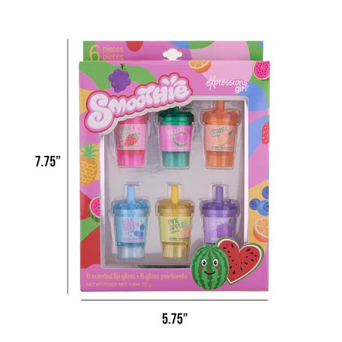 6pc Smoothie Lip Balm Set – Fruit-Scented Lip Glosses in Adorable Smoothie-Shaped Containers