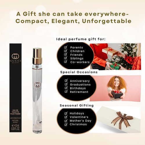 Gucci Guilty Women's Perfume - Travel Spray EDT 0.33 Fl Oz | Elegant Fragrance for On-the-Go