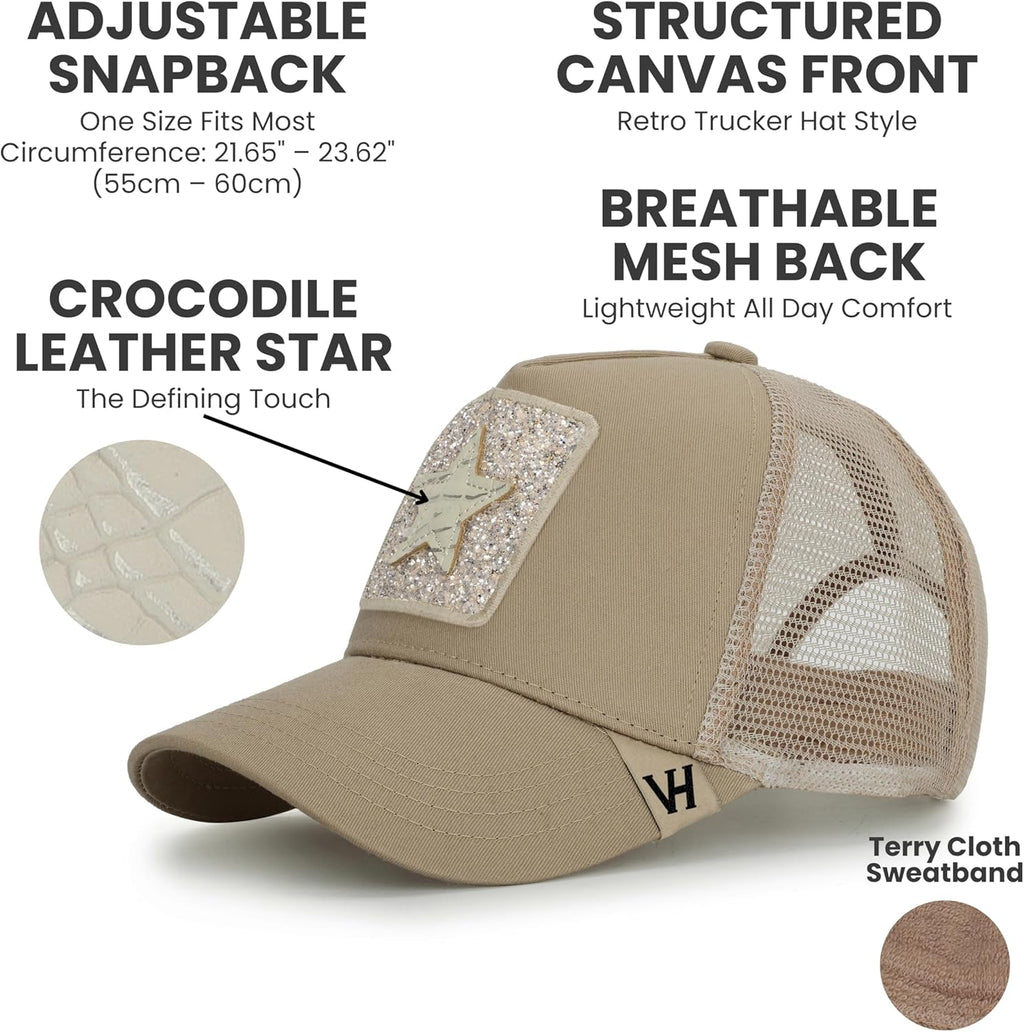 Vintage Havana Trucker Hats for Women - Adjustable Mesh Snapback Baseball Cap | Trendy & Stylish Design