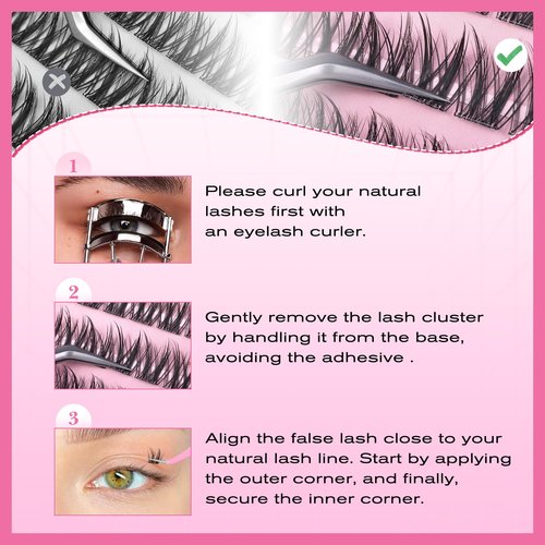 Manga Self Adhesive Eyelashes 120 Pcs Natural Look Self Adhesive Lash Clusters with Spiky No Glue C-Curly 7-14mm with Tweezers by FANXITON